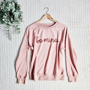 Be Mine Raglan Sweatshirt Pink Valentine's Day Barbie Love Boutique Small NEW